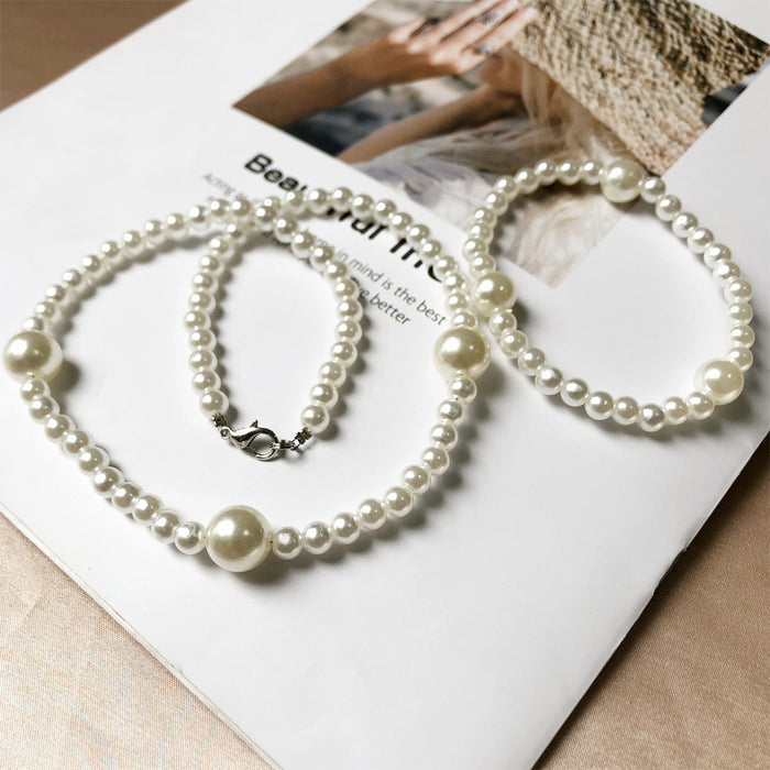 Wholesale Necklace Pearl Pearl Stretch Bracelet Set JDC-NE-YouF023