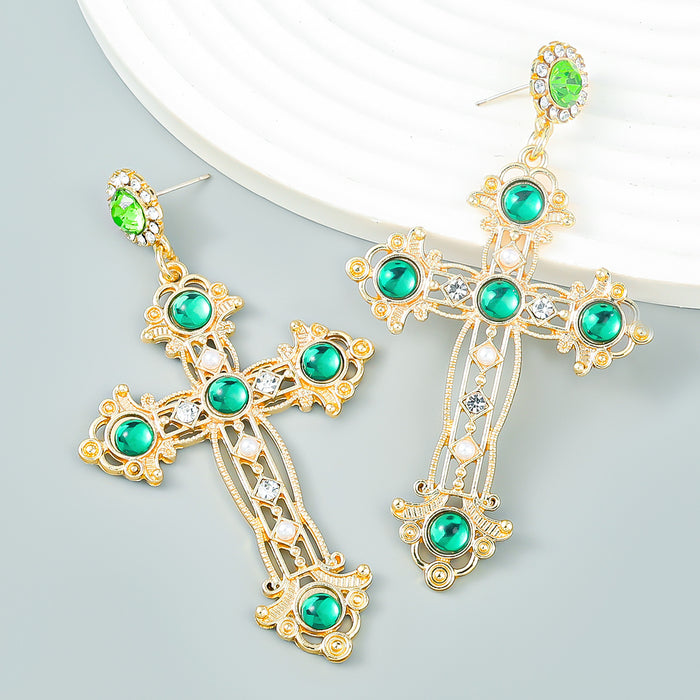 Wholesale Alloy Cross Earrings Bohemian Ethnic Style JDC-ES-jiul005