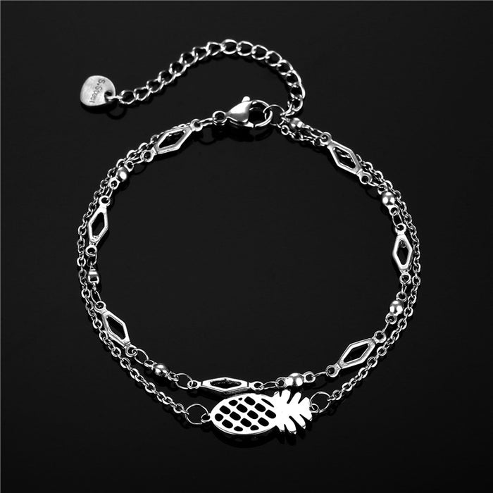 Jewelry WholesaleWholesale non hollowed out pineapple double-layer stainless steel bracelet JDC-BT-Mingm006 Bracelets 敏萌 %variant_option1% %variant_option2% %variant_option3%  Factory Price JoyasDeChina Joyas De China