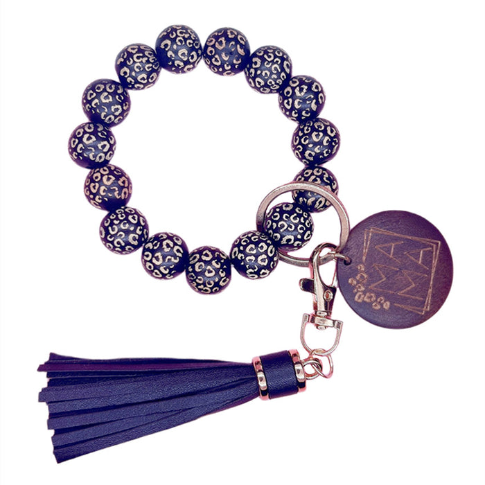 Wholesale Keychains PU Wooden Speckled Tassel Wrist MAMA JDC-KC-WenJ023