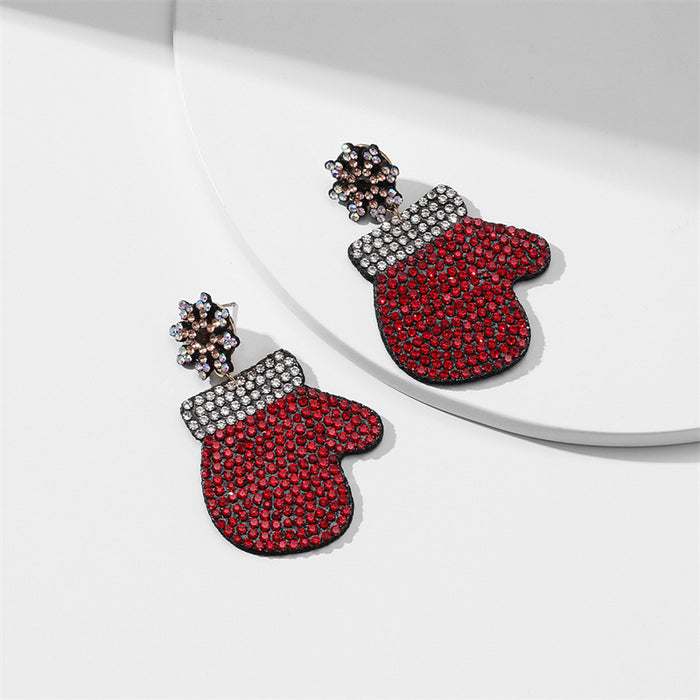 Wholesale Earring Alloy Christmas Tree Santa Claus Diamond Earrings JDC-ES-GuTe031