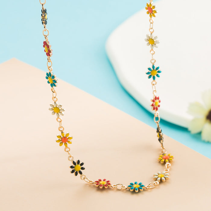 Jewelry WholesaleWholesale Simian Style Gold Plated Micro Inlaid Zircon Small Daisy Necklace JDC-NE-yiseng004 Necklaces 镱森 %variant_option1% %variant_option2% %variant_option3%  Factory Price JoyasDeChina Joyas De China