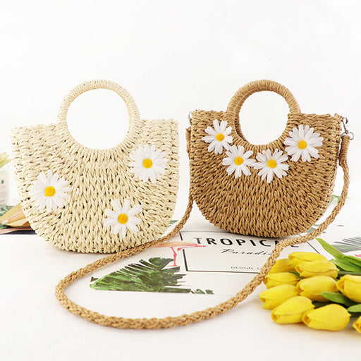 Jewelry WholesaleWholesale sticky flower dual-purpose paper rope straw woven shoulder tote bag JDC-HB-Feif005 Handbags 非凡 %variant_option1% %variant_option2% %variant_option3%  Factory Price JoyasDeChina Joyas De China