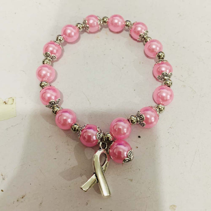 Wholesale Bracelet Alloy Pink Crystal Glass Pearl Cross Bead String MOQ≥10 JDC-BT-ShanS005