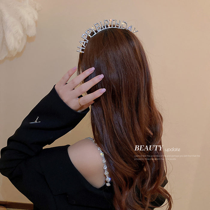 Jewelry WholesaleWholesale Happy Birthday Diamond-Encrusted Letter Hair Band JDC-HD-BaoY005 Headband 宝钰 %variant_option1% %variant_option2% %variant_option3%  Factory Price JoyasDeChina Joyas De China