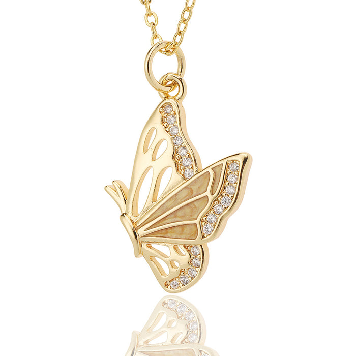 Jewelry WholesaleWholesale Jewelry Drop Oil Painted Butterfly Pendant Necklace JDC-NE-HX019 Necklaces 鸿玺 %variant_option1% %variant_option2% %variant_option3%  Factory Price JoyasDeChina Joyas De China