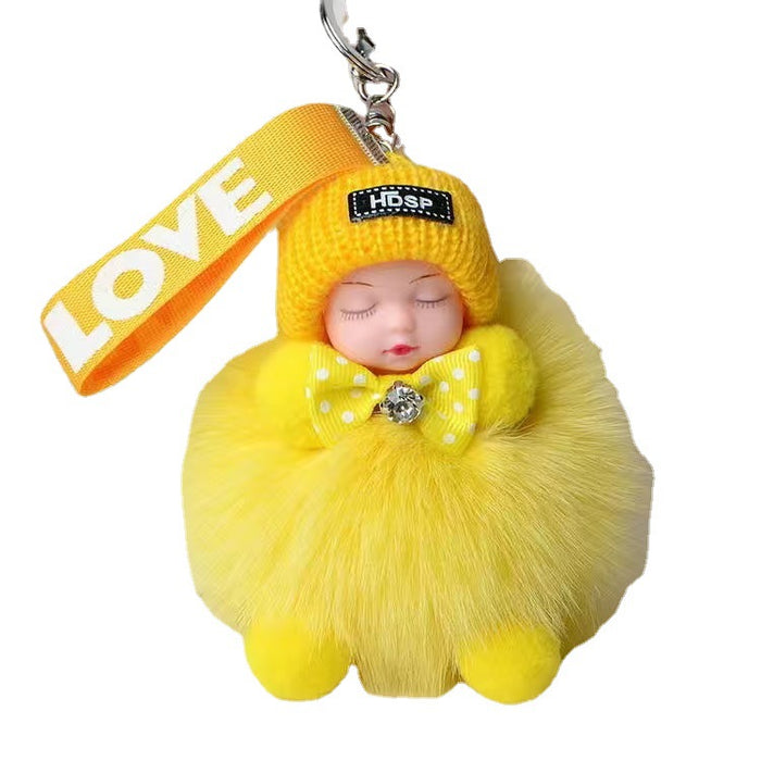 Wholesale sleeping doll pendant keychain fox fur JDC-KC-XYu001