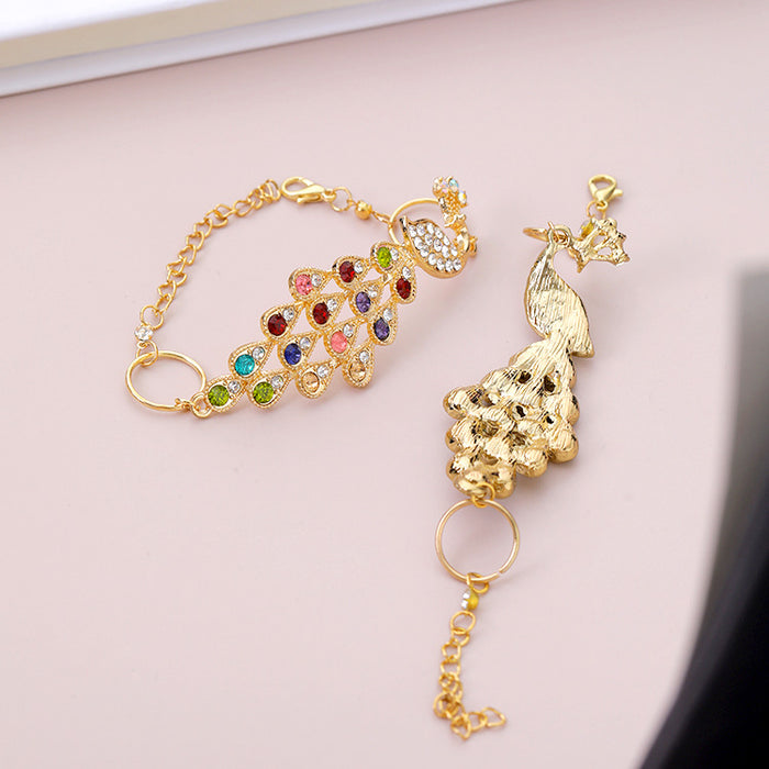 Wholesale Bracelet Alloy Colorful Peacock Shiny Rhinestone MOQ≥2 JDC-BT-CongX001