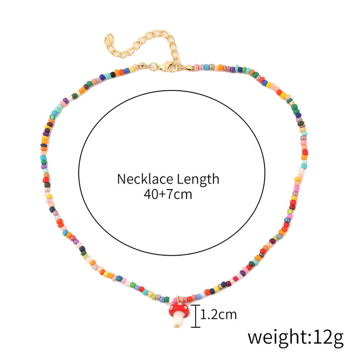 Jewelry WholesaleWholesale Shell Glass Mushroom Pendant Rice Bead Fade Necklace JDC-NE-GSJY007 Necklaces 嘉溢 %variant_option1% %variant_option2% %variant_option3%  Factory Price JoyasDeChina Joyas De China