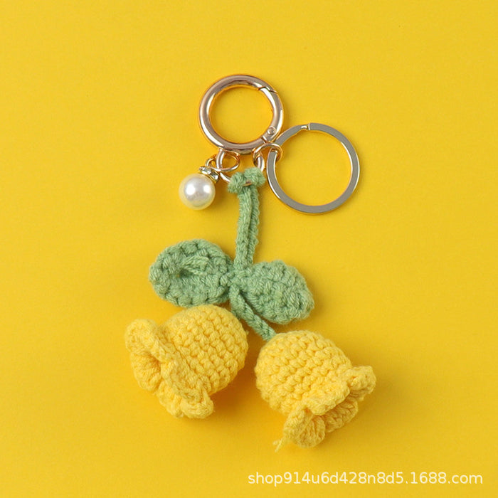 Wholesale bluebell wool knitted flower keychain JDC-KC-CYa007