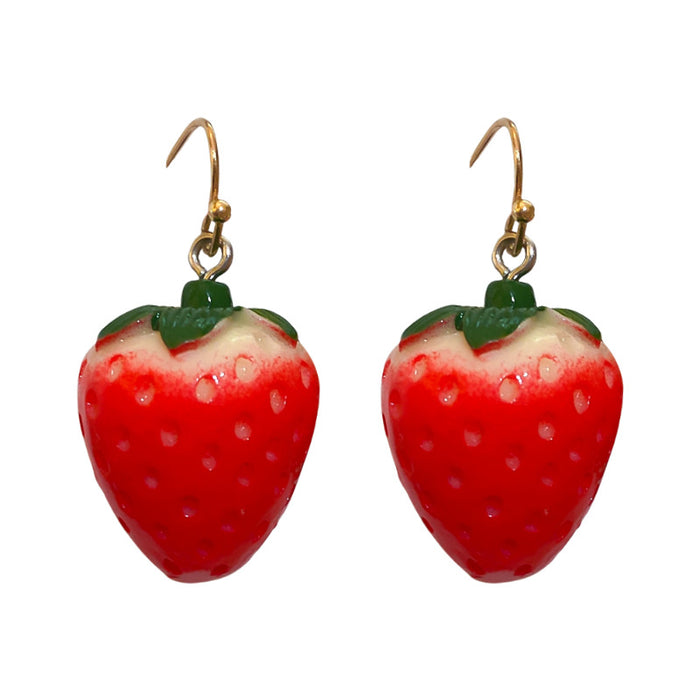 Wholesale red strawberry earrings Hong Kong style personality JDC-ES-Fengm049