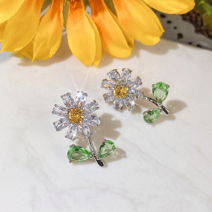 Wholesale Earrings Copper Zircon Daisy MOQ≥2 JDC-PREMCAOS-ES-017