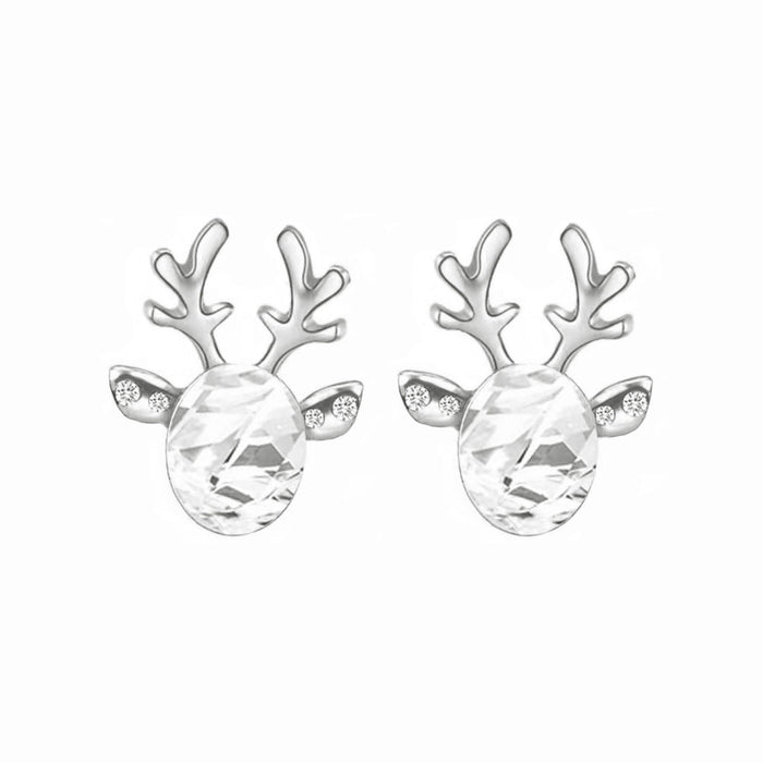 Wholesale Earrings Alloy Christmas Elk Stereo Antlers Crystal Gemstones JDC-ES-LongX002