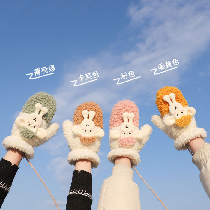 Wholesale Gloves Polyester Cute Cartoon Lamb Warm Plush MOQ≥2 JDC-GS-JingZ013