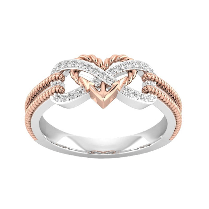 Wholesale Rings Alloy Rose Gold Two Tone Cross Hearts JDC-RS-ChenR090