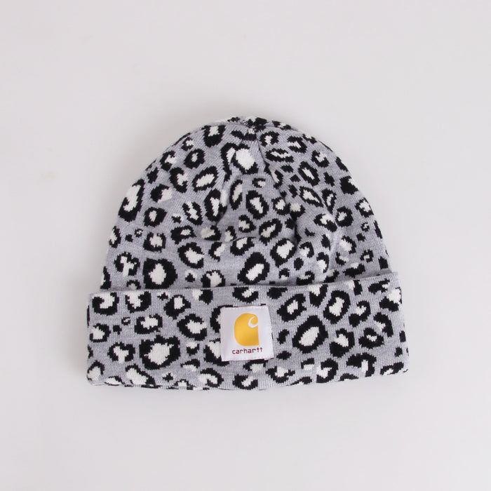 Wholesale Hat Acrylic Warm Leopard Jacquard Fabric Label Knit Cap (F) JDC-FH-XRong016