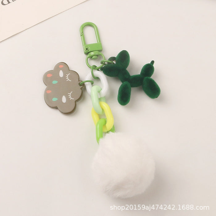 Wholesale Keychains Plastic Cute Hairball Puppy MOQ≥2 JDC-KC-YiHan038