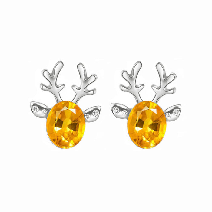 Wholesale Earrings Alloy Christmas Elk Stereo Antlers Crystal Gemstones JDC-ES-LongX002