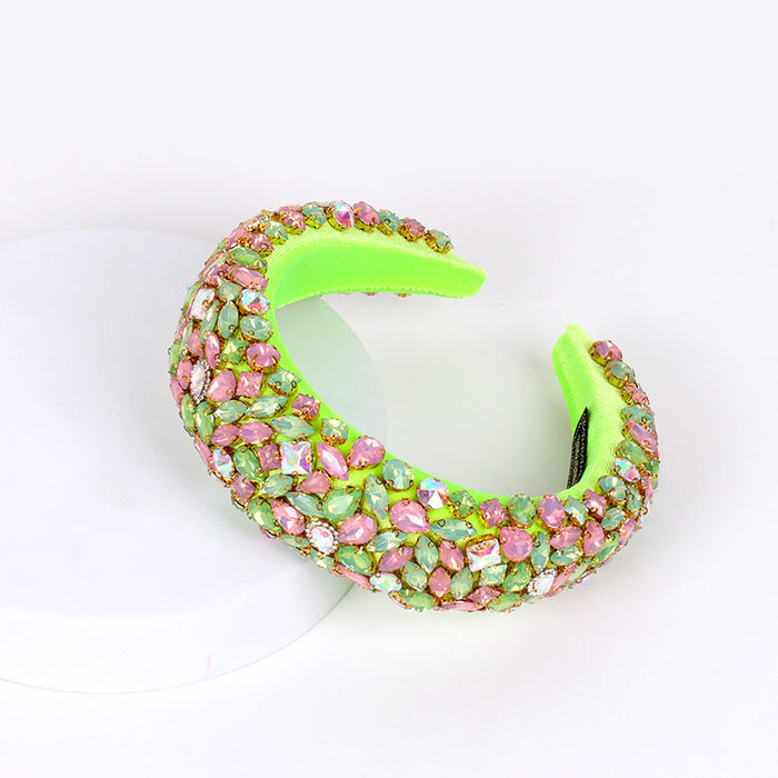 Wholesale Rhinestone Headband Thick Sponge Heavy Industry Crystal Glass Headband JDC-HD-ZXI006