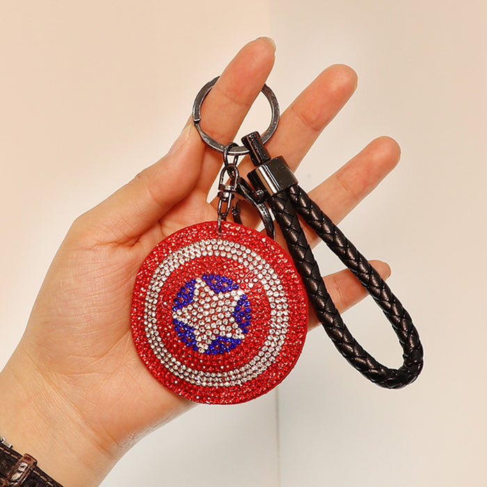 Wholesale Leather Cord Rhinestone Keychain (M) JDC-KC-Huofan001