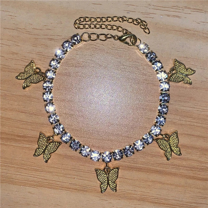 Wholesale Crystal Butterfly Rhinestone Anklet JDC-AS-JiaZ002