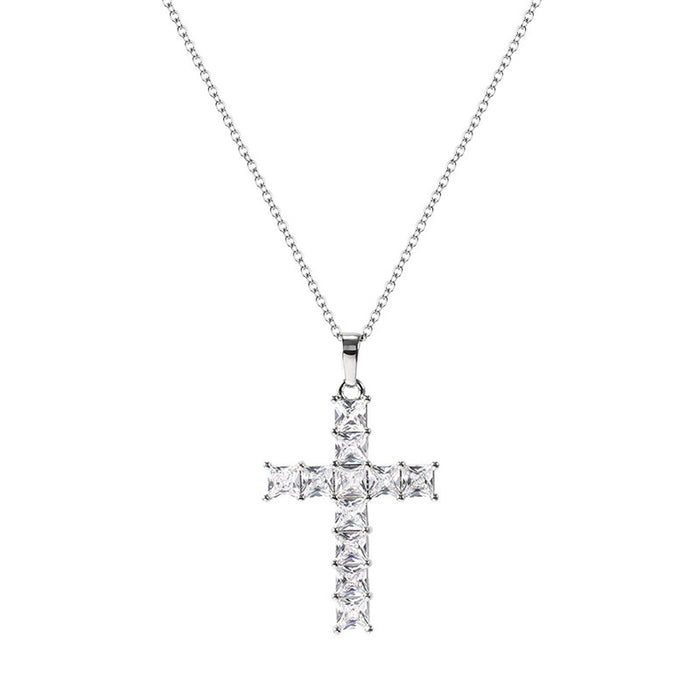 Jewelry WholesaleWholesale Copper Inlaid Zircon Cross Necklace MOQ≥2 JDC-NE-Caos020 Necklaces 曹适 %variant_option1% %variant_option2% %variant_option3%  Factory Price JoyasDeChina Joyas De China