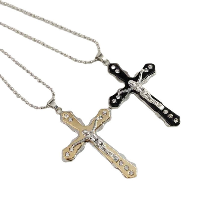 Wholesale Cross Pendant Titanium Steel Necklace JDC-NE-HuaiL004