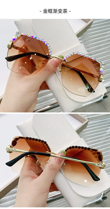 Wholesale rimless cut edge women's diamond sunglasses JDC-SG-ZhanH001