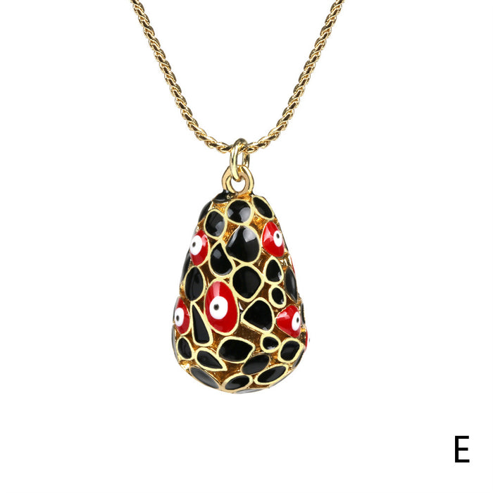 Wholesale Necklaces Copper Oil Drip Enamel Dinosaur Egg Devil Eye Pattern JDC-NE-TianY002