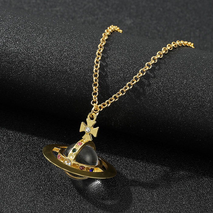 Wholesale Saturn Diamond Stereo Necklace JDC-NE-ZhouX001