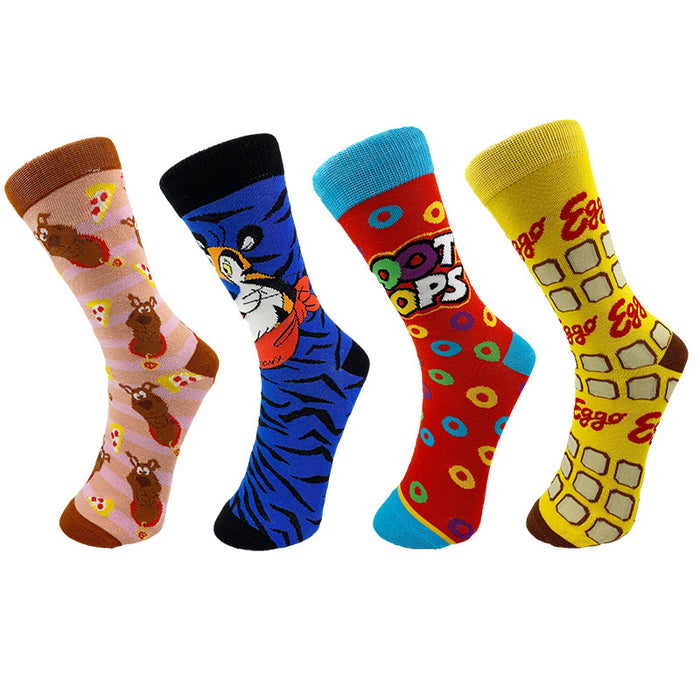 Wholesale Socks Cotton Cute Cartoon Tiger Alphabet Medium Tube Socks JDC-SK-YiYan016