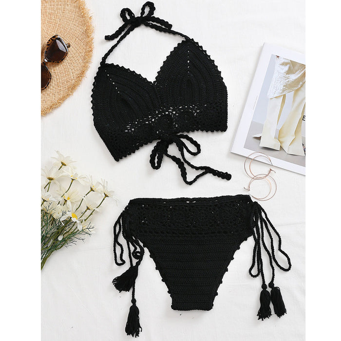 Wholesale hand hook knitted strap sexy hollow beach bikini suit JDC-SW-CYi003