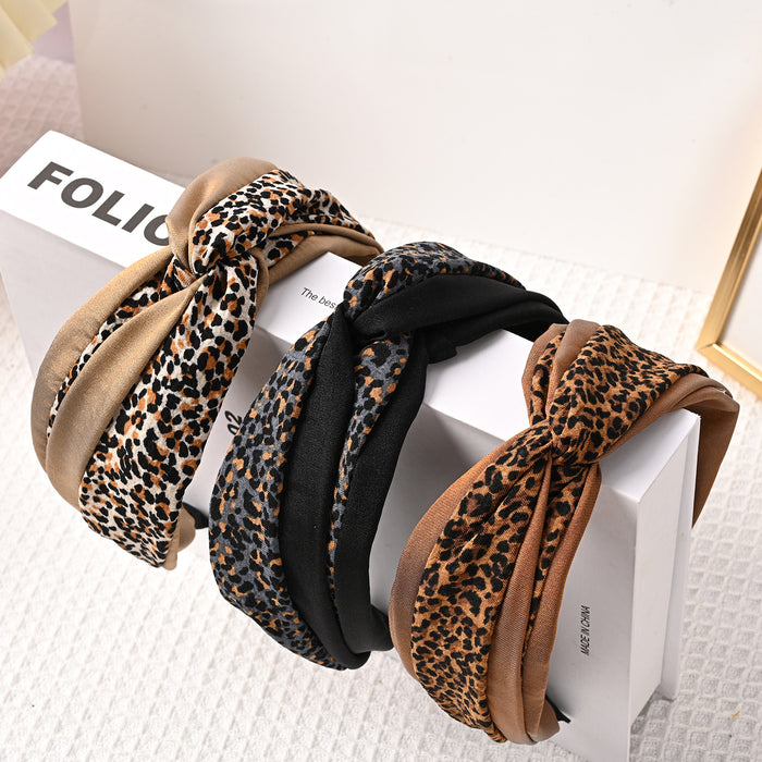 Wholesale Brown Fabric Leopard Print Headband JDC-HD-wuxuan005