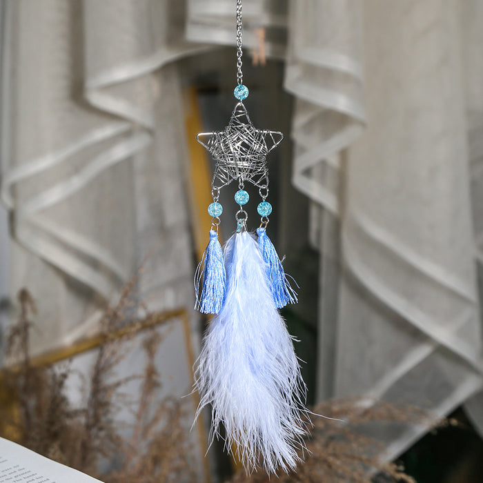 Wholesale Hand Winding Car Pendant Hollow Five Star Moon Dream Catcher  MOQ≥2 JDC-DC-BGM002