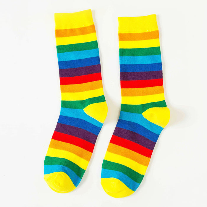 Wholesale Sock Cotton Rainbow Breathable Sweat Absorb MOQ≥3 JDC-SK-YWCX003