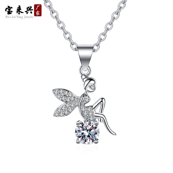 Wholesale Angel Hot Sale Micro Set 3A Zircon Pendant Necklace JDC-NE-BLX057