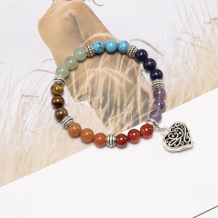 Wholesale Colorful Beaded Bracelet Natural Stone Amethyst Bracelet Peach Heart Bracelet JDC-BT-YanH001