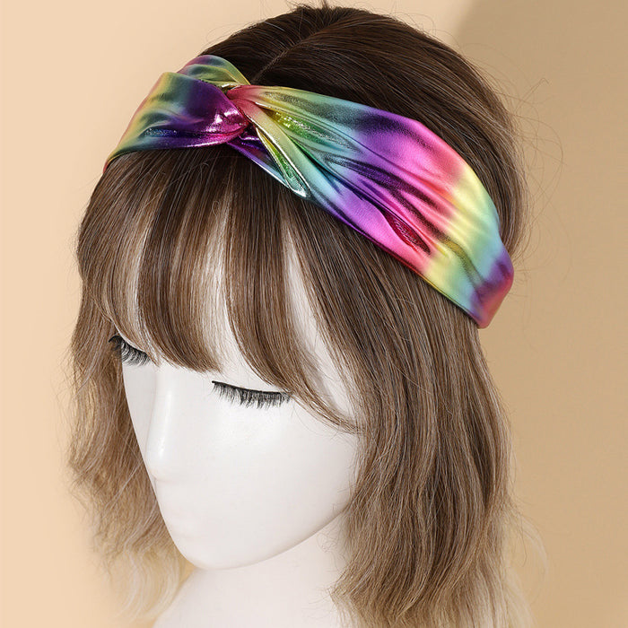 Wholesale Headband Fabric Laser Rainbow Metallic Gradient MQO≥3 JDC-HD-JZhen006