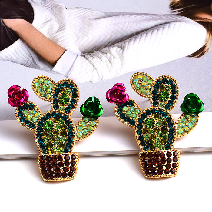 Jewelry WholesaleWholesale Color Rhinestone Cactus Alloy Earrings JDC-ES-SK099 Earrings 深刻 %variant_option1% %variant_option2% %variant_option3%  Factory Price JoyasDeChina Joyas De China