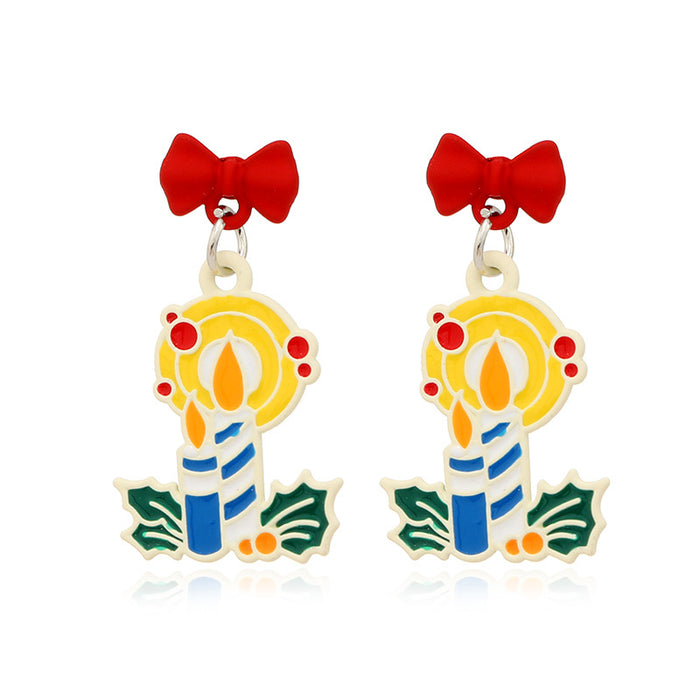 Wholesale Earrings Alloy Enamel Christmas Tree Santa Claus Bells MOQ≥2 JDC-ES-ZL024