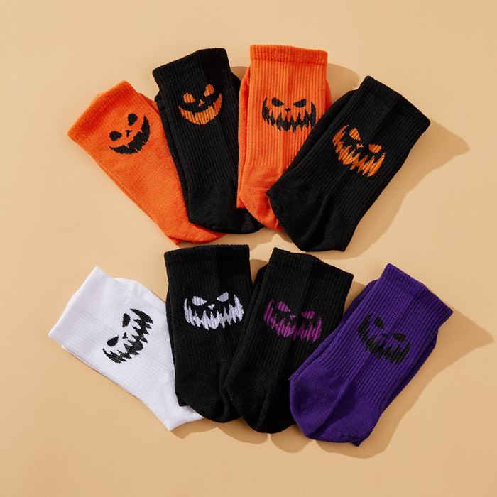 Wholesale Socks Chemical Fiber Halloween Funny Pumpkin Face Grimace JDC-SK-DRan001