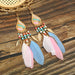 Jewelry WholesaleWholesale Boho Rice Beads Feather Tassel Alloy Earrings JDC-ES-Daiq030 Earrings 黛茜 %variant_option1% %variant_option2% %variant_option3%  Factory Price JoyasDeChina Joyas De China