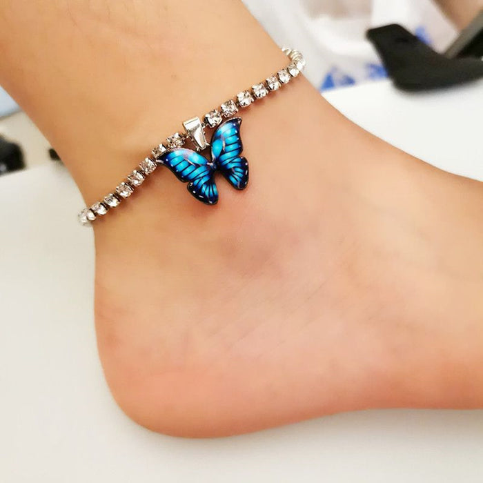 Wholesale Rhinestone Butterfly Pendant Creative Anklet JDC-AS-ShuK001