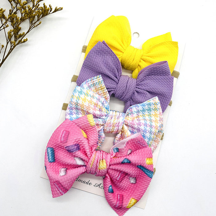 Wholesale solid color printed bow kids hair band set of four JDC-HD-KAXi002