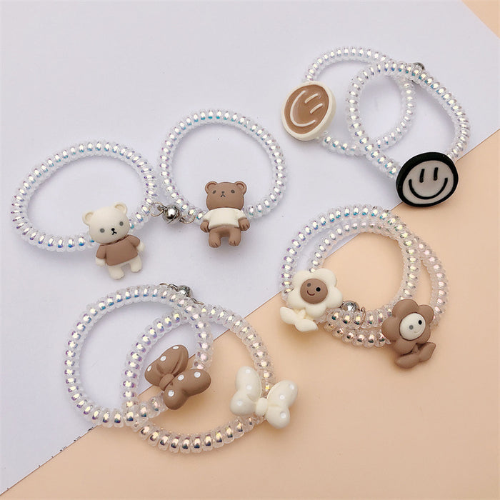 Jewelry WholesaleWholesale Phone Cord Hair Ring With Magnetic Suction Couple Friend Bracelet JDC-BT-WeiY013 Bracelet 薇雅 %variant_option1% %variant_option2% %variant_option3%  Factory Price JoyasDeChina Joyas De China