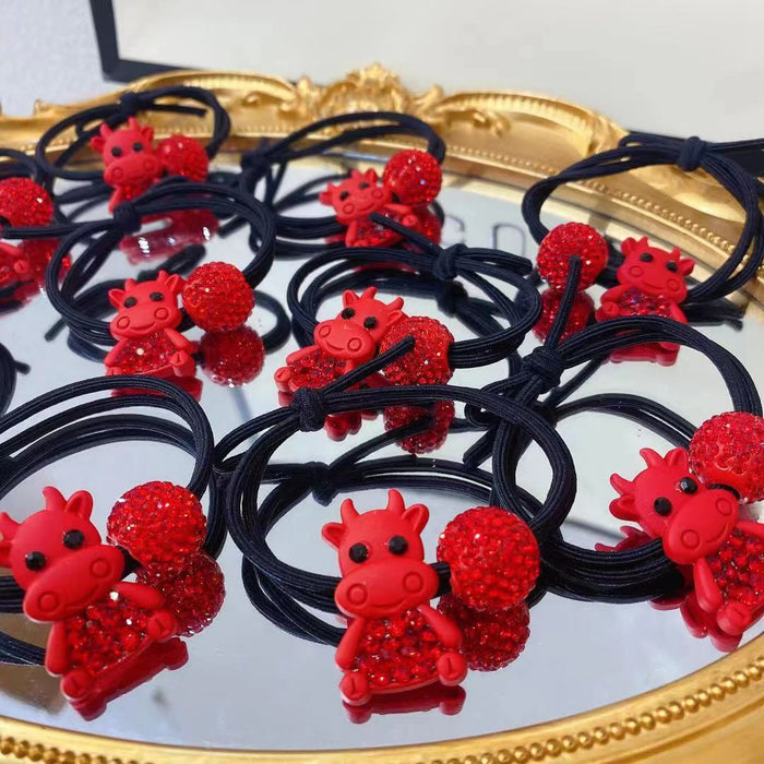 Wholesale Red Fu Niu Hair Rope Cute Cartoon Hair Accessories JDC-HS-NImeng001