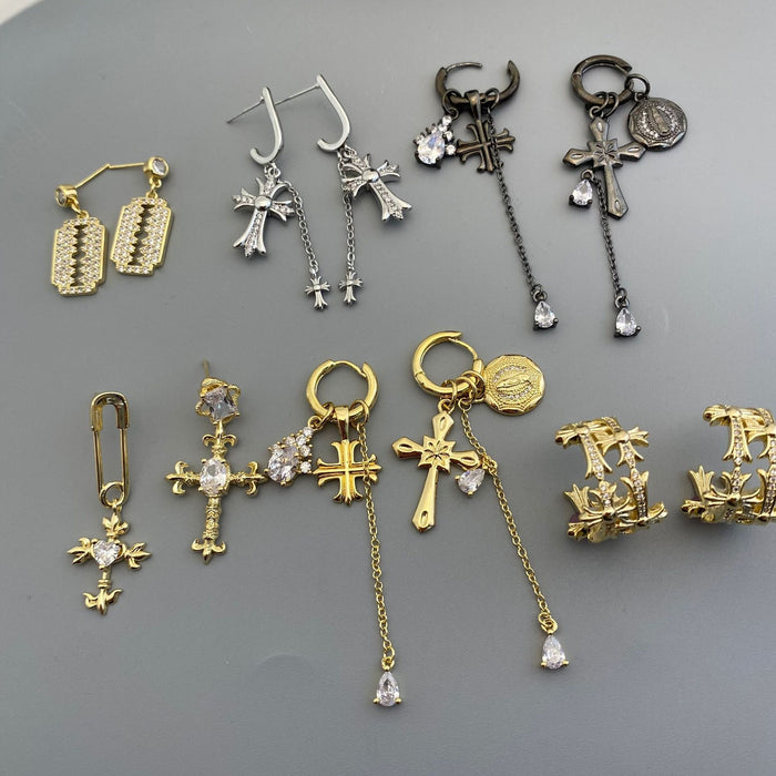 Jewelry WholesaleWholesale Star Cross Punk Wind Earrings JDC-ES-LuoE002 Earrings 珞儿 %variant_option1% %variant_option2% %variant_option3%  Factory Price JoyasDeChina Joyas De China