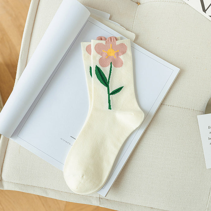 Wholesale summer three-dimensional flower mid-tube socks JDC-SK-XiuJi002