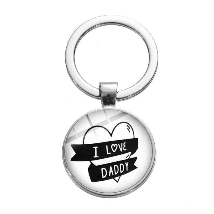 Wholesale Father's Day Gift Alloy Glass Time Gemstone Keychain JDC-KC-SongX007