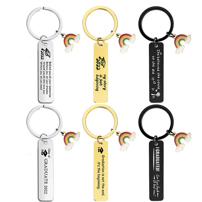 Jewelry WholesaleWholesale Stainless Steel Graduation Season Gift Rainbow Metal Keychain JDC-KC-GangGu016 Keychains 钢古 %variant_option1% %variant_option2% %variant_option3%  Factory Price JoyasDeChina Joyas De China